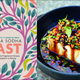Left: Cover of Meera Sodha's cookbook, East; Right: Silken tofu with chili oil and pine nuts in a shallow bowl